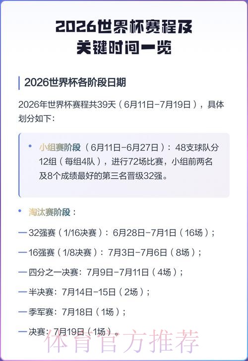 2026世界杯每日赛程高清版最新时间表怎么查